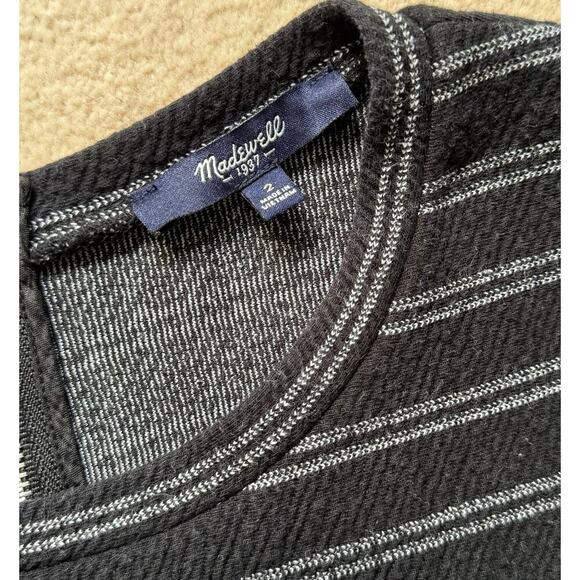 Madewell Black with White Stripes Upstage Midi Dress Size 2 - Picture 7 of 13